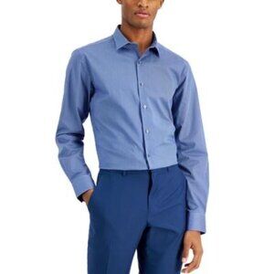 Alfani Mens Slim Fit Button Down Dress Shirt Navy Blue NWT
